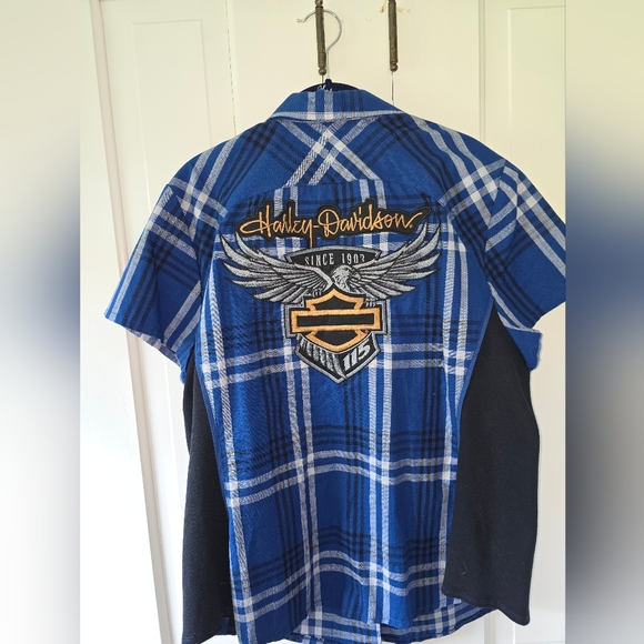 NWOT Harley-Davidson Blue Casual Snap Down Shirt - Picture 2 of 4